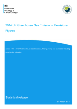 2014 UK Greenhouse Gas Emissions, Provisional Figures Statistical