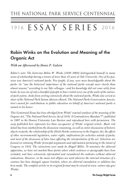 Robin Winks on the Evolution and Meaning of the Organic Act