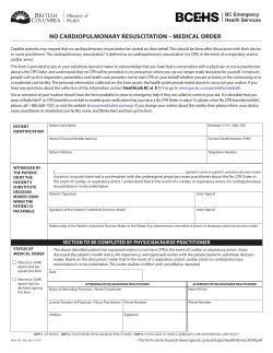 No Cardiopulmonary Resuscitation (CPR) form