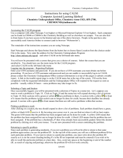 Instructions for using CALM: Computer Assisted Learning Method