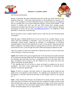 Bienvenue a la premi&egrave;re ann&eacute;e!! - Ecole Edwards Elementary School