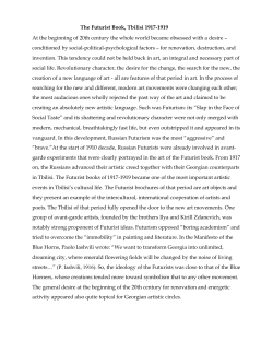 The Futurist Book, Tbilisi 1917-1919 At the beginning of 20th century