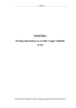 CHAPTER 1 Existing information on covellite Copper Sulphide (CuS)