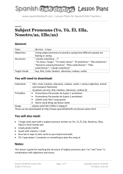 Subject Pronouns (Yo, T&uacute;, &Eacute;l, Ella, Nosotro/as