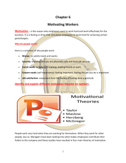 Chapter 6 Motivating Workers - Wesgreen International School