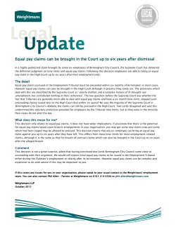 Equal pay claims can be brought in the Court up to six