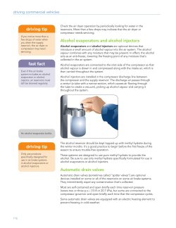 Alcohol evaporators and alcohol injectors Automatic drain valves