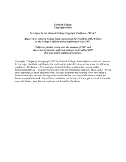Grinnell College Copyright Policy Developed by the Grinnell