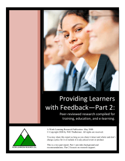 Providing Learners with Feedback-Part 2: Peer‐reviewed research