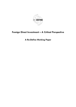 Foreign Direct Investment – A Critical Perspective - Re