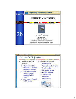 FORCE VECTORS Lecture`s Objectives