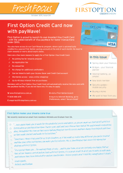 First Option Credit Card now with payWave!