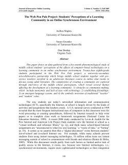 The Web Pen Pals Project: Students` Perceptions of a Learning