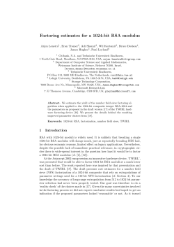 Factoring estimates for a 1024-bit RSA modulus