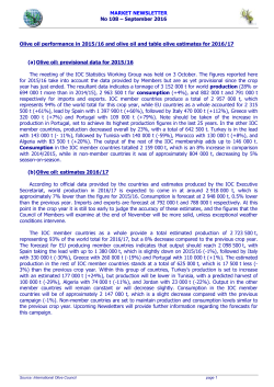 MARKET NEWSLETTER No 108 - International Olive Council
