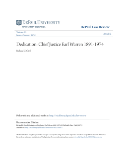Dedication: Chief Justice Earl Warren 1891-1974