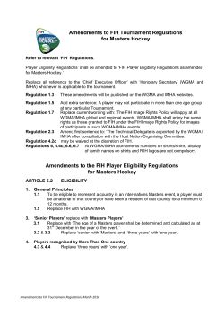 Amendments to FIH Tournament Regulations