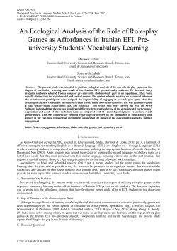 An Ecological Analysis of the Role of Role