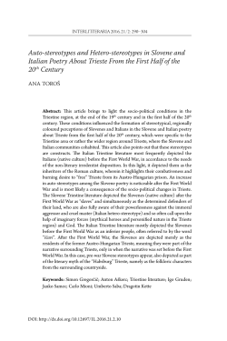 Auto-stereotypes and Hetero-stereotypes in Slovene and Italian