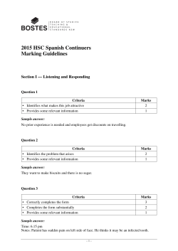 2015 HSC Spanish Continuers Marking Guidelines