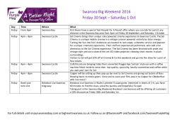 Swansea Big Weekend 2016 Friday 30 Sept &ndash; Saturday 1 Oct