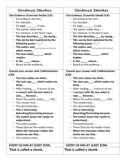 Sentence Starters Sentence Starters That is called a chunk. That is