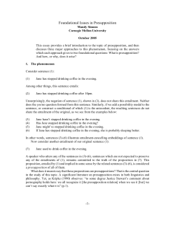 Foundational Issues in Presupposition