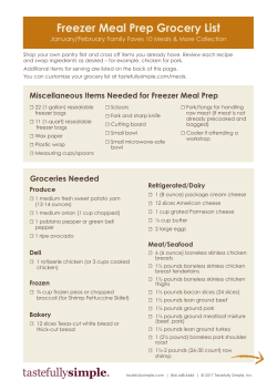 Freezer Meal Prep Grocery List