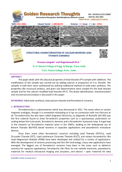 STRUCTURAL CHARACTERIZATION OF CALCIUM MODIFIED