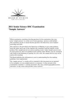 2011 HSC Sample Answers - Senior Science