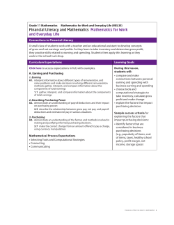 Financial Literacy and Mathematics Mathematics for