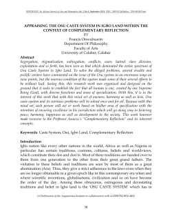 APPRAISING THE OSU CASTE SYSTEM IN IGBO