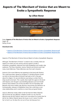 Aspects of The Merchant of Venice that are Meant to Evoke a