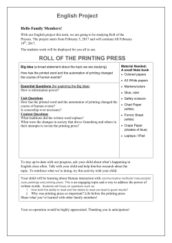 English Project ROLL OF THE PRINTING PRESS