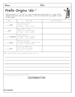 Prefix dis meaning apart-away Year 5