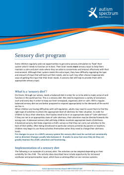 Sensory diet program - Autism Spectrum Australia