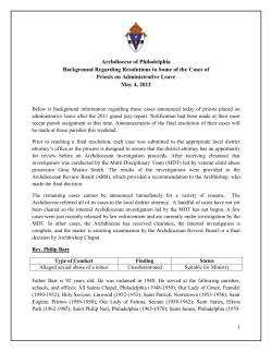 Background Regarding Resolutions to Some of the Cases of Priests