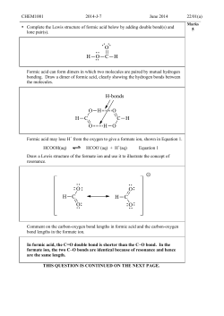 Complete the Lewis structure of formic acid below by adding double