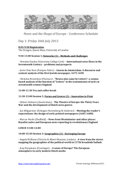 News and the Shape of Europe - Conference Schedule Day 1