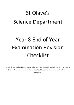 St Olave`s Science Department Year 8 End of Year Examination