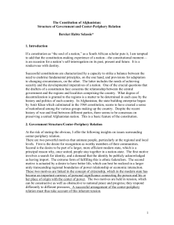 The Constitution of Afghanistan: Structure of Government and