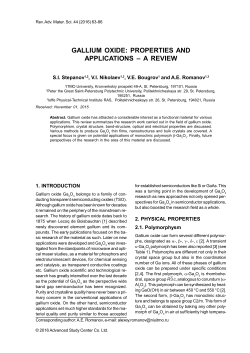 GALLIUM OXIDE: PROPERTIES AND APPLICA A REVIEW