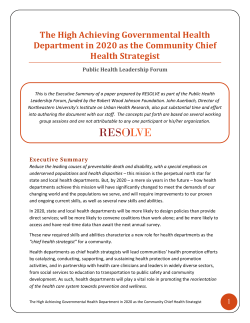 The High Achieving Governmental Health Department in 2020 as the