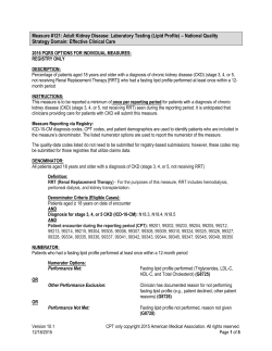 PQRS #121: Adult Kidney Disease: Laboratory Testing (Lipid Profile)