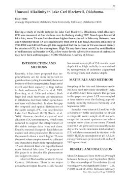Unusual Alkalinity in Lake Carl Blackwell, Oklahoma.
