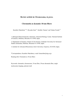Review article in Chromosoma, in press. Chromatin as dynamic 10