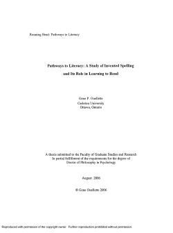 Pathways to Literacy: A Study of Invented Spelling and Its Role in