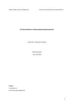 EU-China Relations: Understanding Institutionalisation