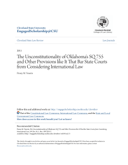 The Unconstitutionality of Oklahoma`s SQ 755 and Other Provisions