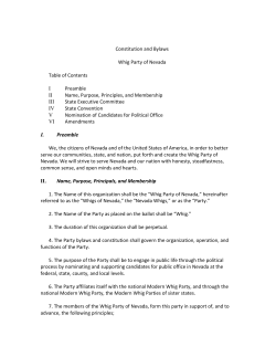Constitution and Bylaws Whig Party of Nevada Table of Contents I